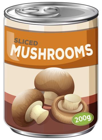 Een blik met gesneden champignons vector