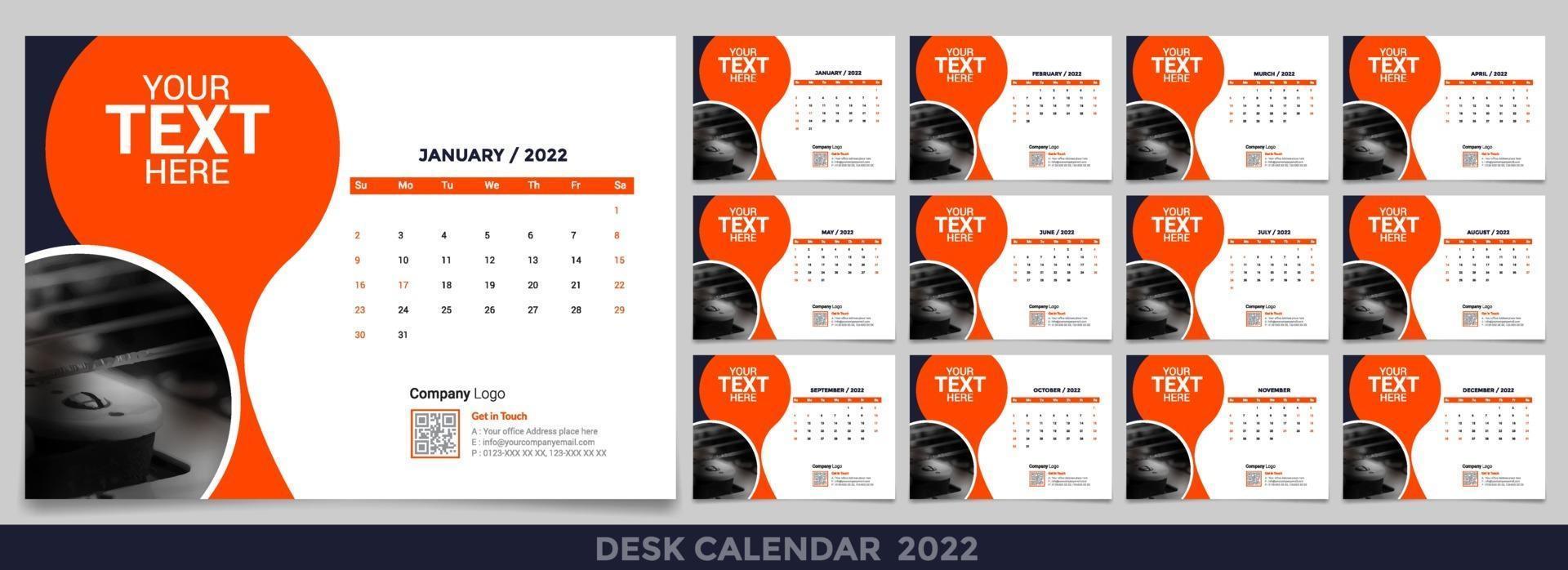 bureaukalender 2022 planner zakelijke sjabloon ontwerpset vector