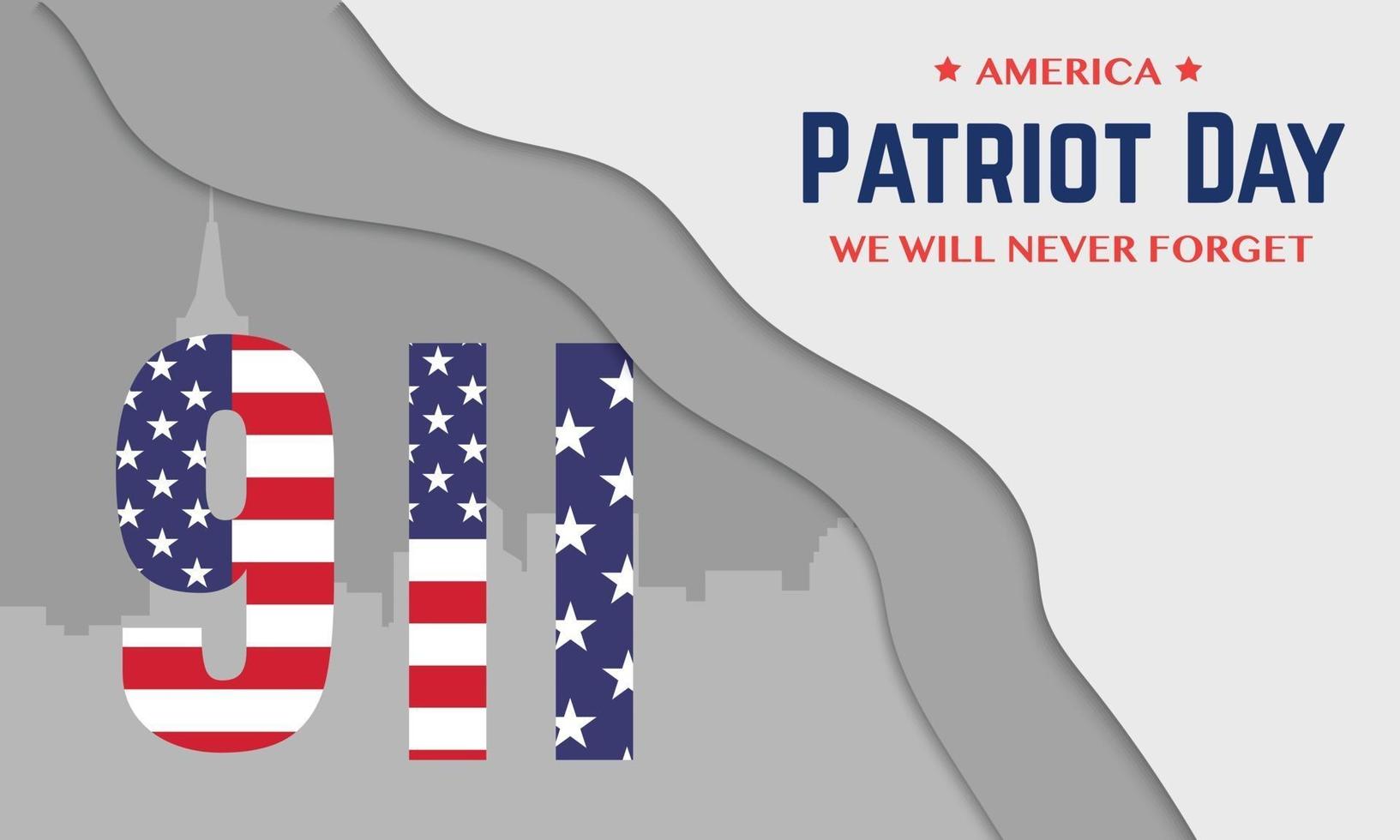 9 11 amerika patriot day groet banner vector