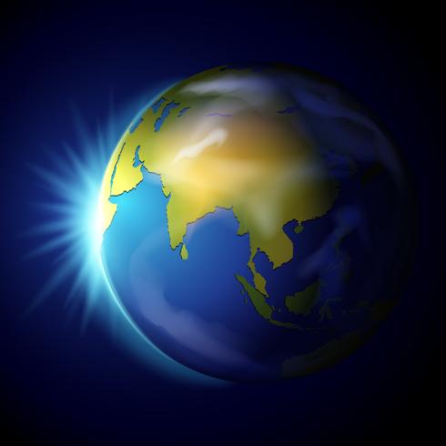 Planeet aarde op blauwe achtergrond vector