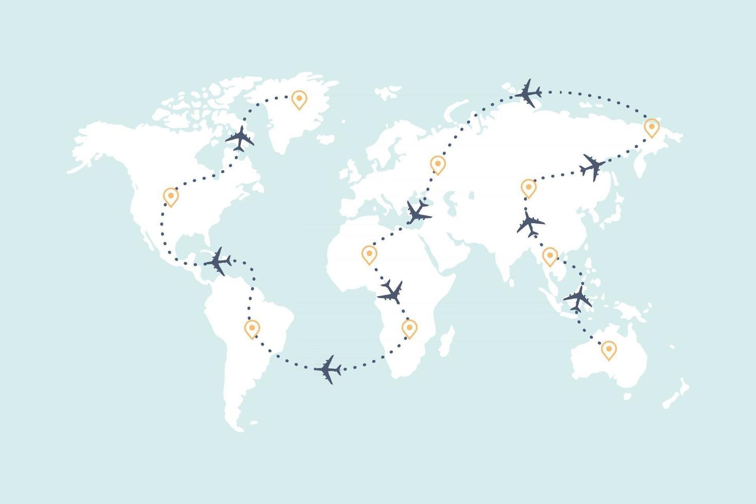 vliegtuigroutelijn en reisroutes. vector