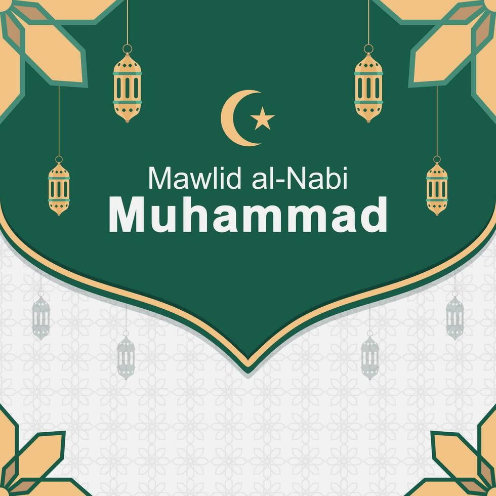 Islamitisch achtergrond vlak ontwerp van mawlid al-nabi Mohammed groet vector