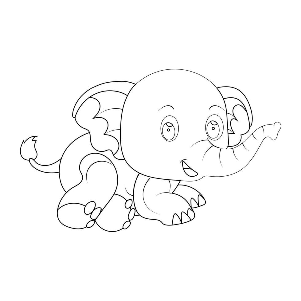 dier kleur bladzijde voor kinderen. baby olifant kleur bladzijde zwart en wit vector illustratie voor kleur boek