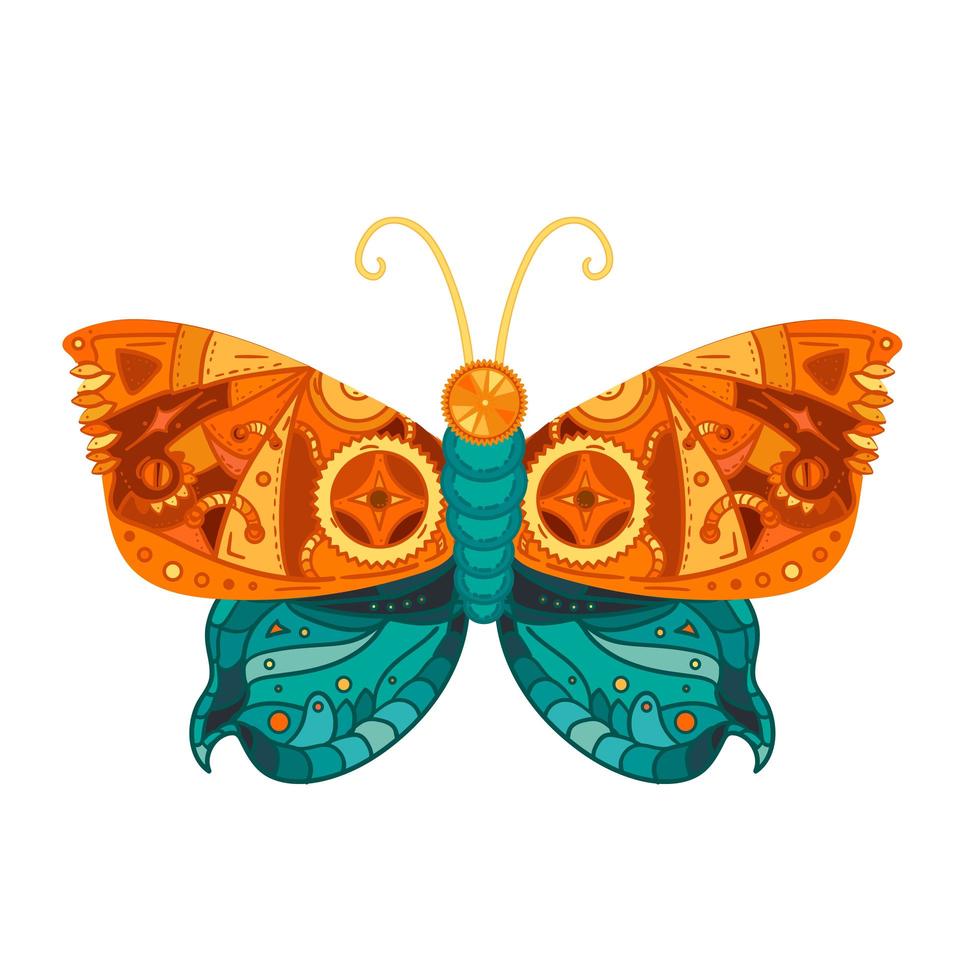 steampunk vlinder tattoo vector