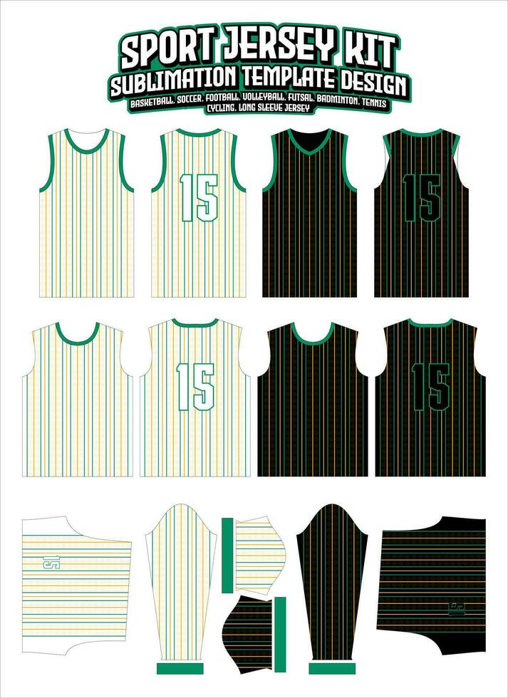 strepen lijnen schets Jersey ontwerp sportkleding lay-out sjabloon vector