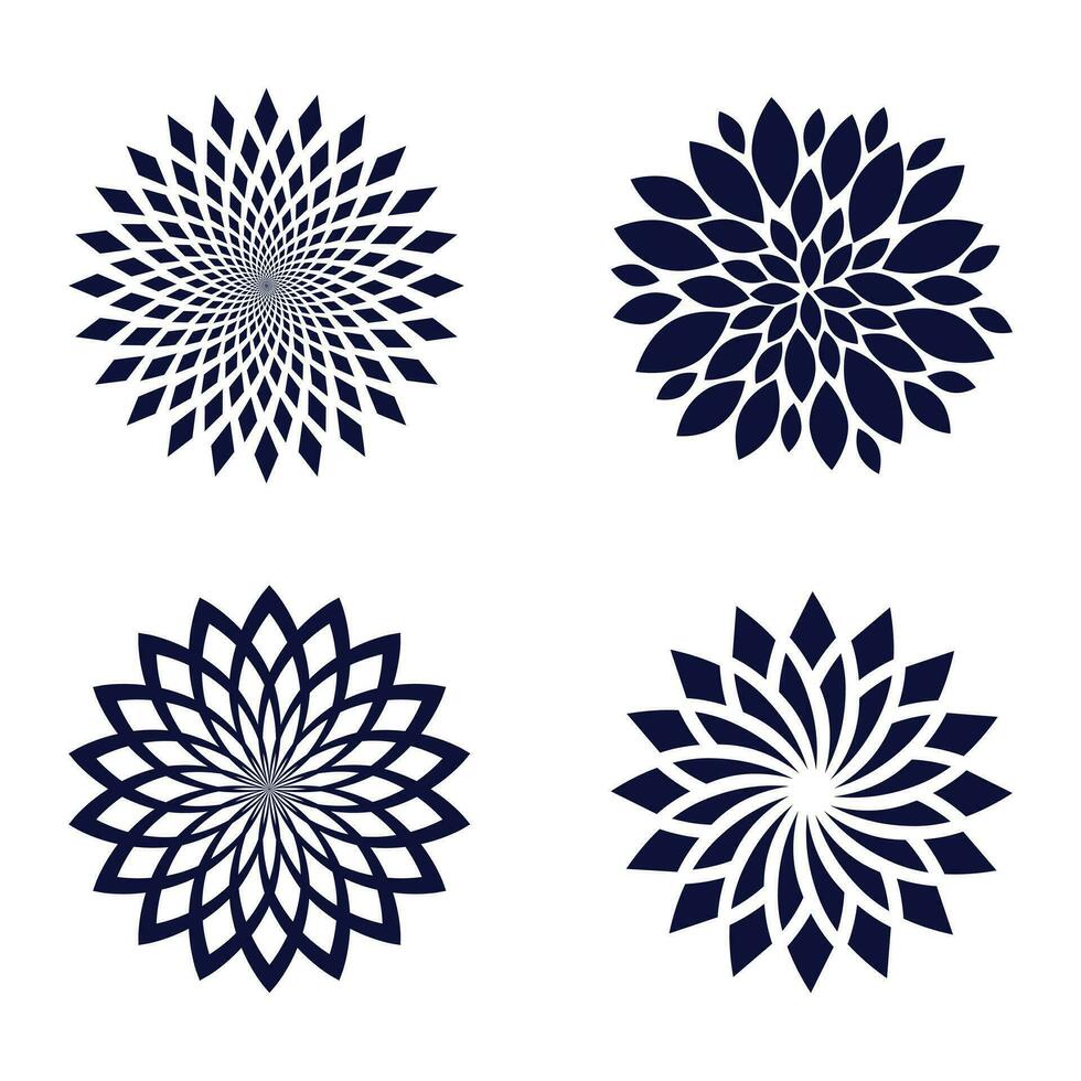 reeks van abstract circulaire bloemen pictogrammen vector