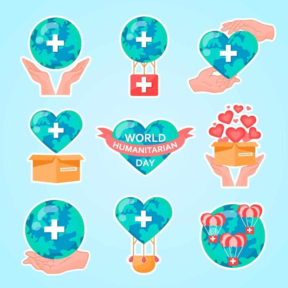 wereld humanitaire dag sticker vector