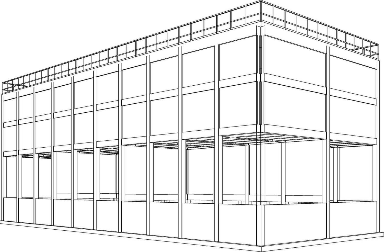 3d illustratie van industrieel gebouw vector