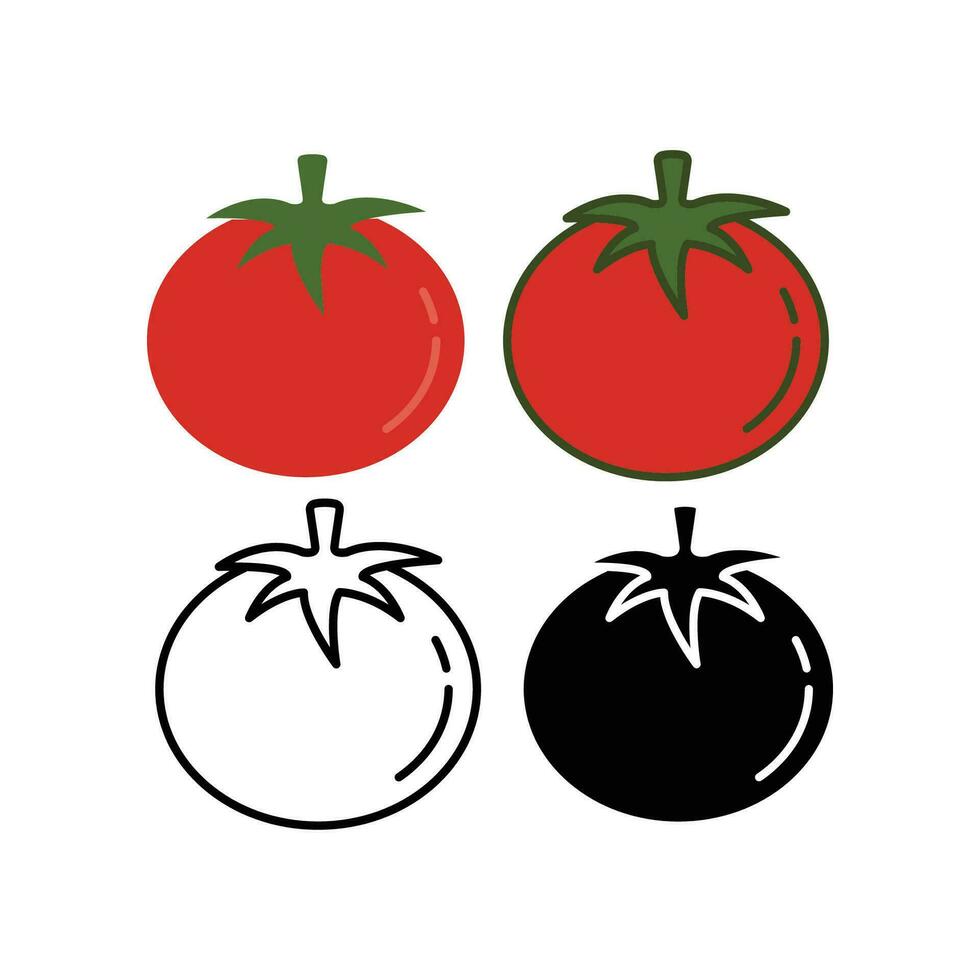 biologisch fruit ronde tomaat. vers en rijp van rood kers tomaat. sappig groente is tomaat met blad. tomaat icoon, veganistisch, vegetarisch, vers. vector illustratie. ontwerp Aan wit achtergrond. eps10