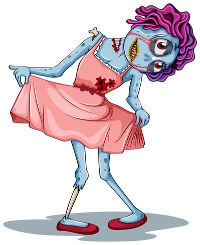 Zombie meisje witte achtergrond vector