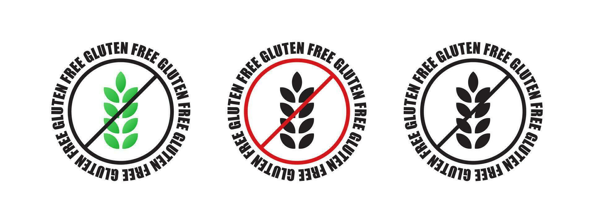 gluten vrij. ronde badges met de opschrift gluten vrij. natuurlijk en biologisch producten. vector schaalbaar grafiek