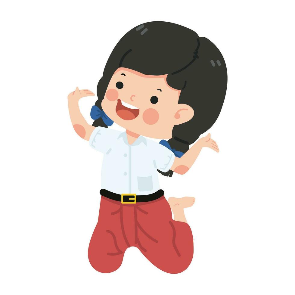 kind meisje leerling van traditioneel Thais danser karakter vector