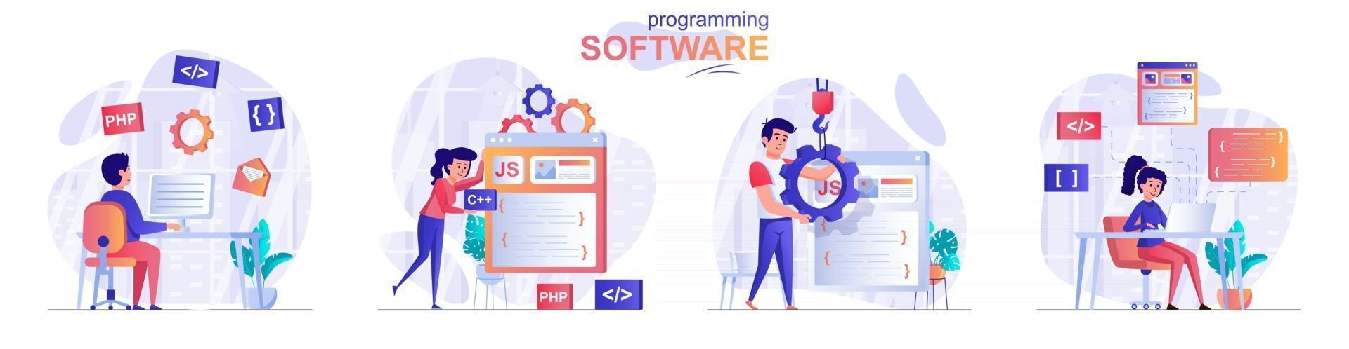 programmeersoftware concept scènes set vector