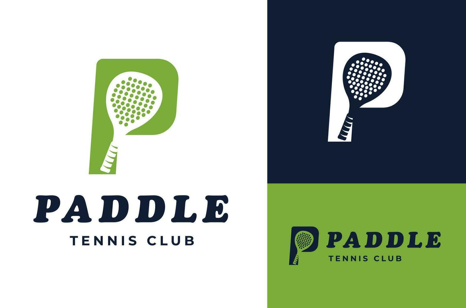 brief p racket vector ontwerp. tennis club symbool sport club logo icoon, symbool, sjabloon