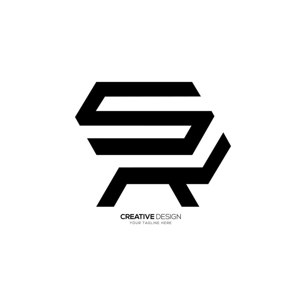 brief sr elegant vorm uniek typografie modern monogram logo vector