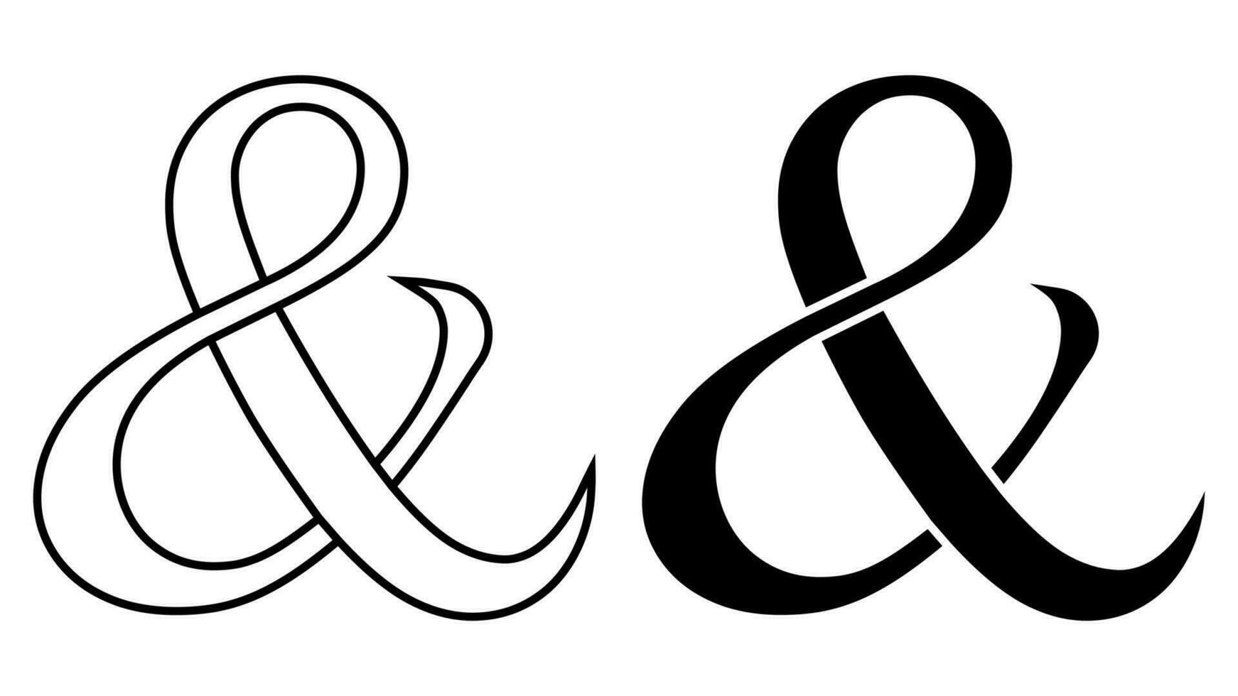 ampersand glyph speciaal symbool aanduiding conjunctie en, ampersand schoonschrift symbool vector