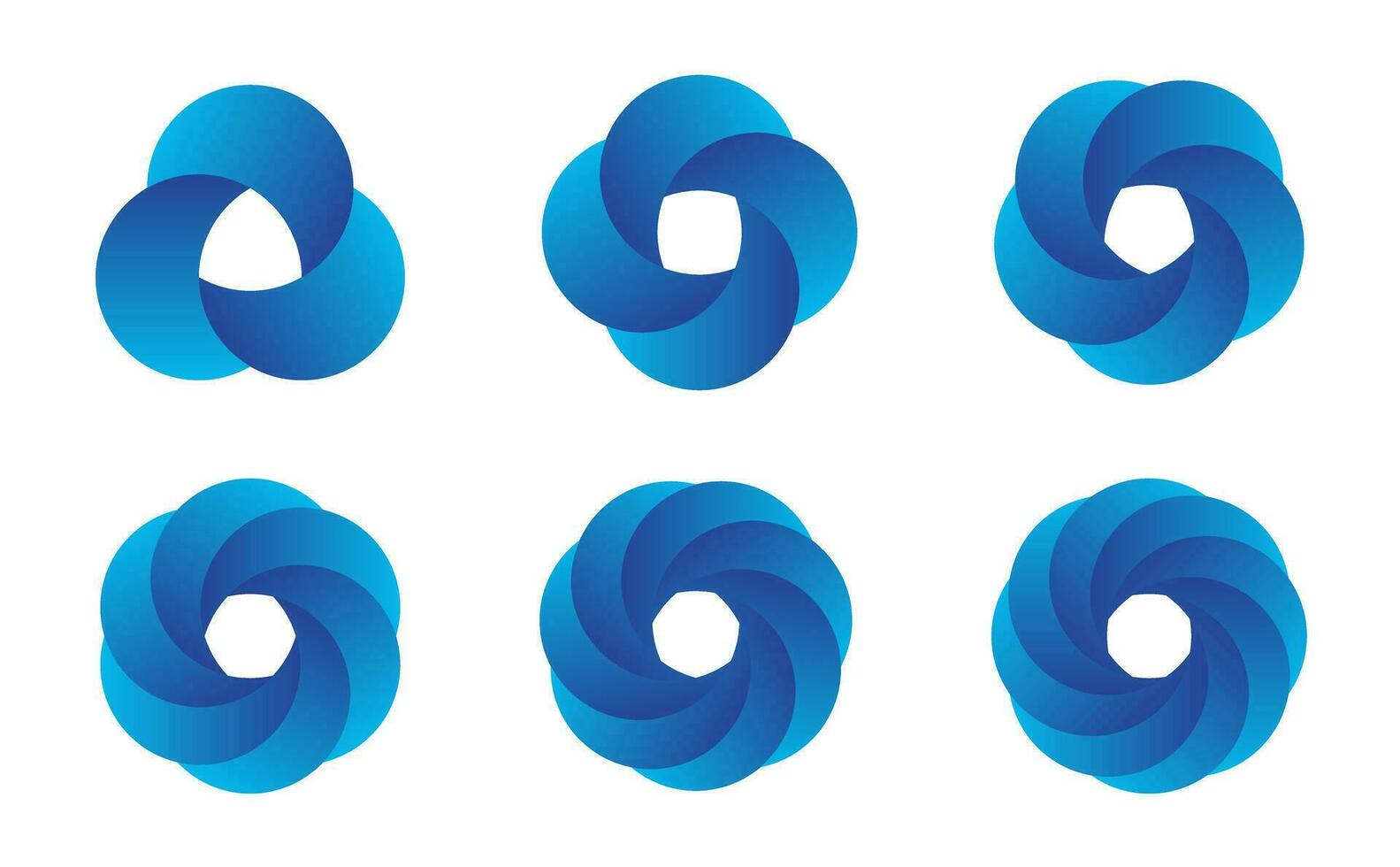 blauw helder helling cirkel vector logo. creatief 3d ring, brief O, nul icoon symbool logo ontwerp.