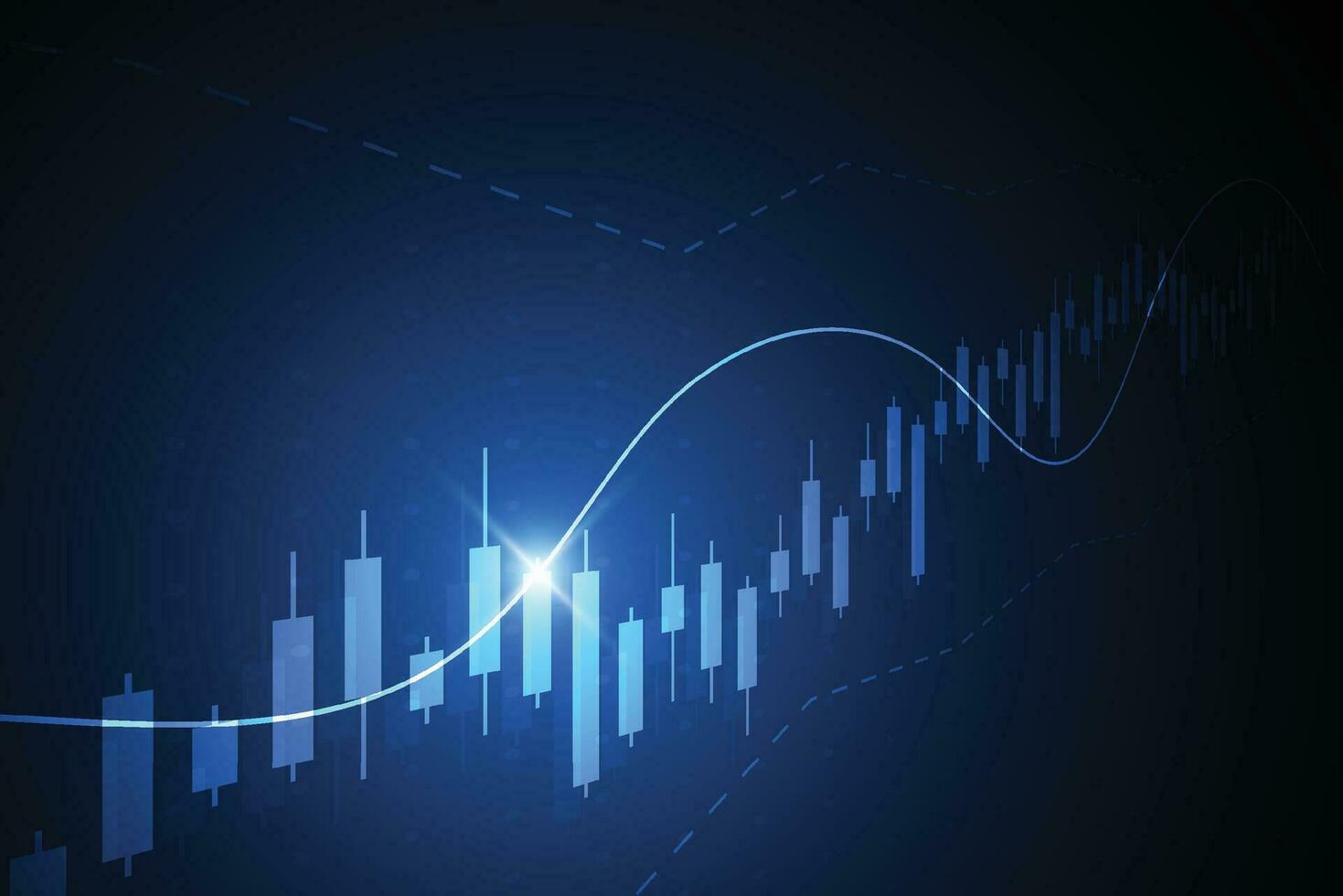 zakelijke kaars stok grafiek grafiek van de aandelenmarkt investeringen handel op witte achtergrond ontwerp. bullish point, trend van grafiek. vector illustratie