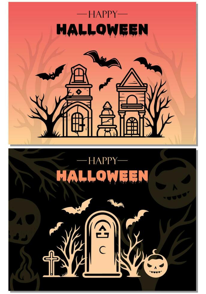 halloween achtergrond, banier, ontwerp. halloween kaarten, sjabloon, hand- getrokken uitnodiging vector