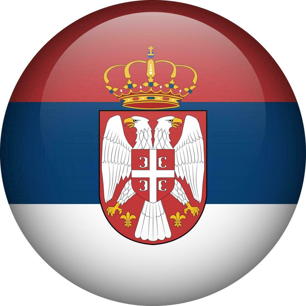 Servië vlag knop. ronde vlag van servië. vector vlag, symbool. kleuren en proportie correct.