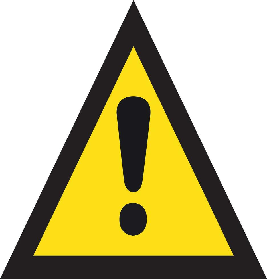een geel en zwart waarschuwing teken met een uitroep Mark vector