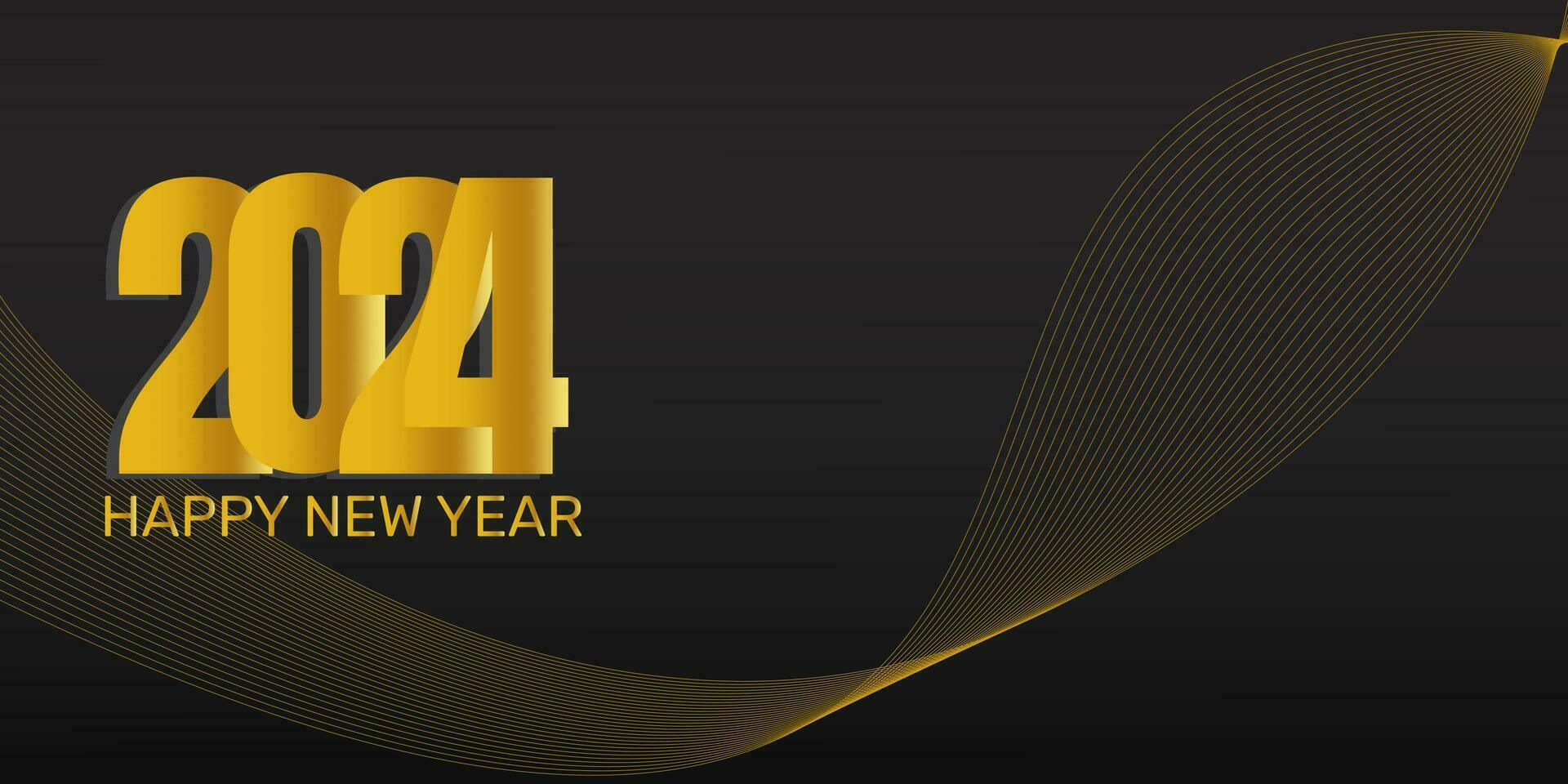 2024 nieuw jaar abstract glimmend kleur goud Golf ontwerp element, luxe nieuw jaar achtergrond, nieuw jaar groeten kaart vector