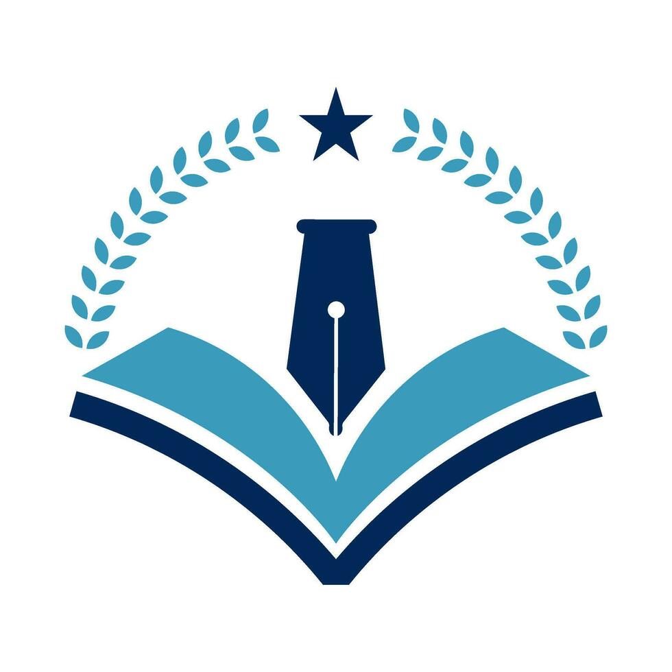 pen en boek onderwijs logo vector