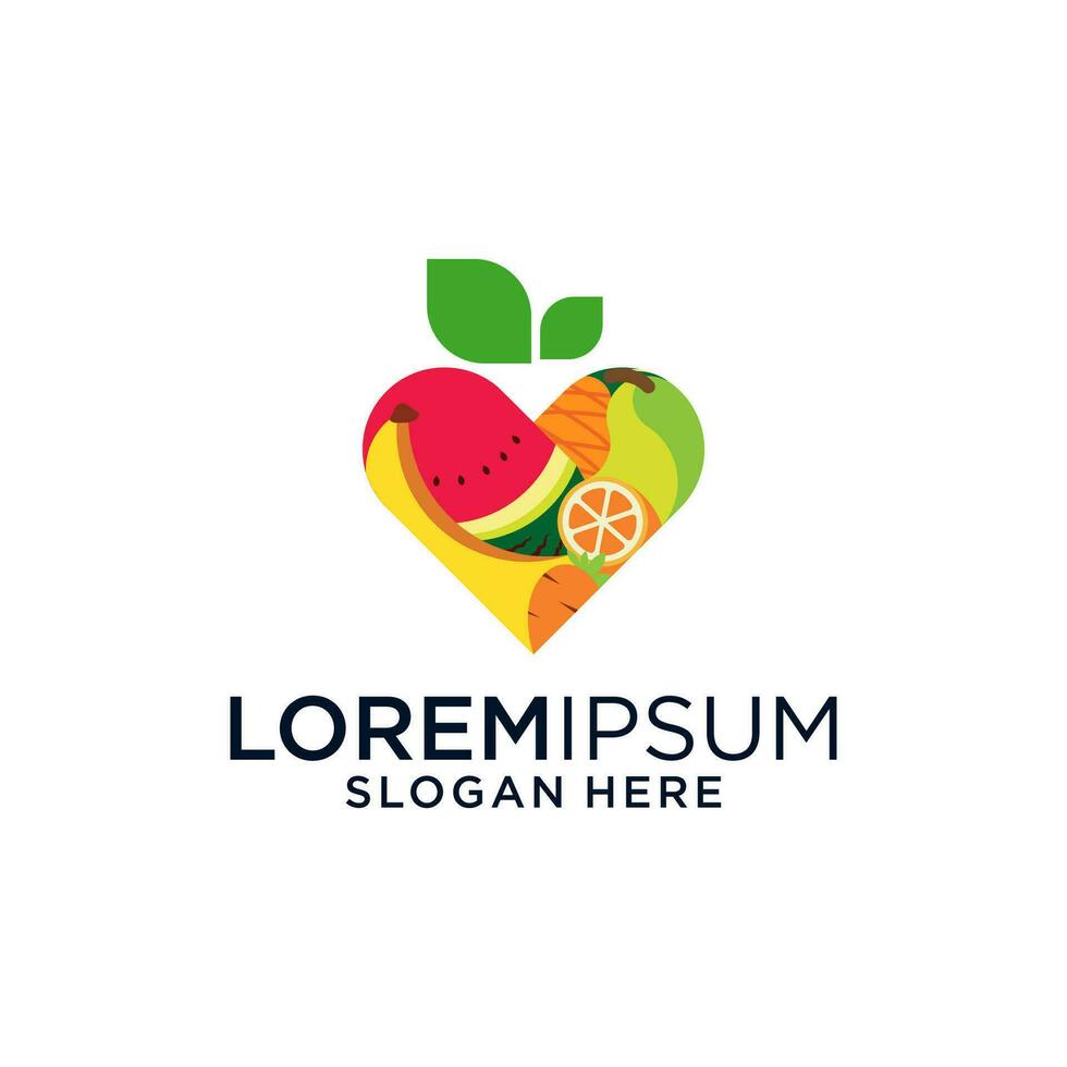 fruit illustratie vol kleur ontwerp logo liefde vorm vector