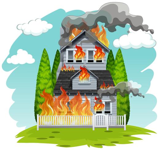 Een huis in brand vector