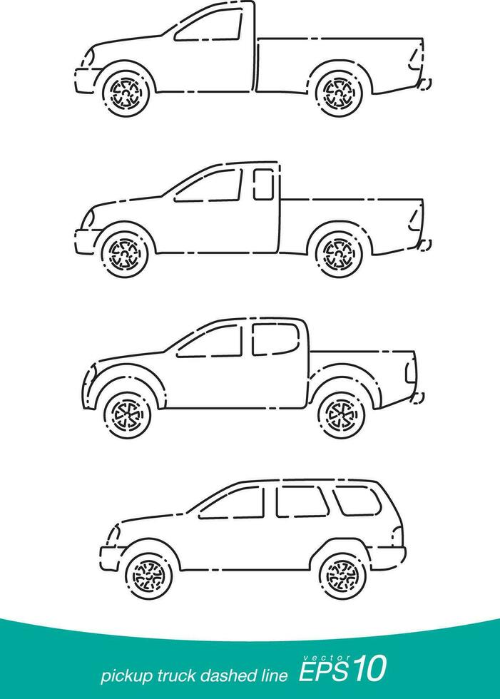 stippel lijn van oppakken vrachtauto auto vector