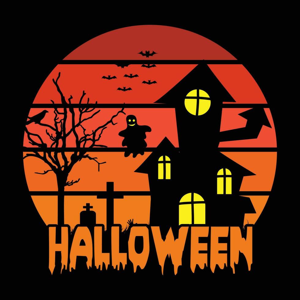 halloween huis en griezelig t-shirt ontwerp - halloween vector ontwerp