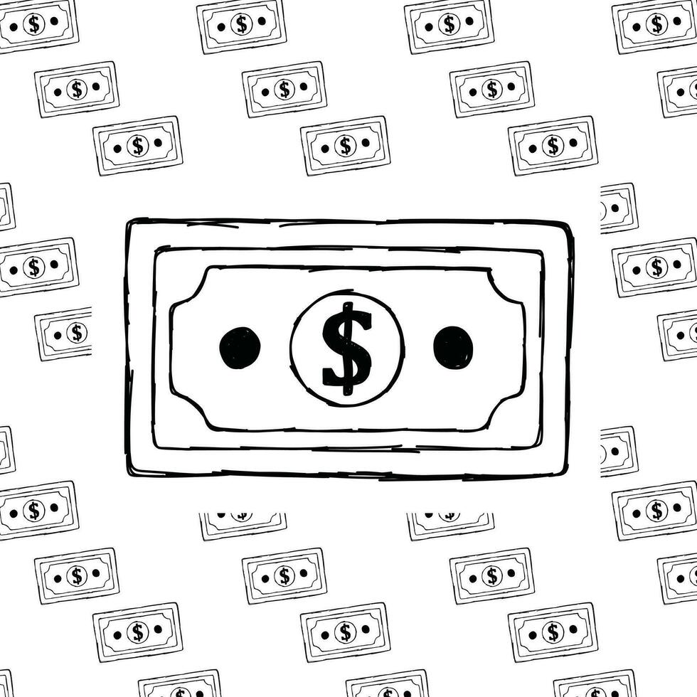 dollar icoon ontwerp met hand- getrokken schets stijl in zwart en wit vector