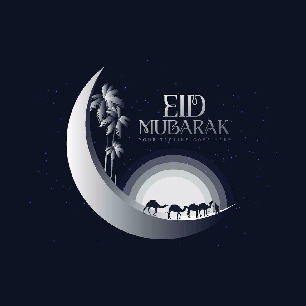 eid mubarak logo vector