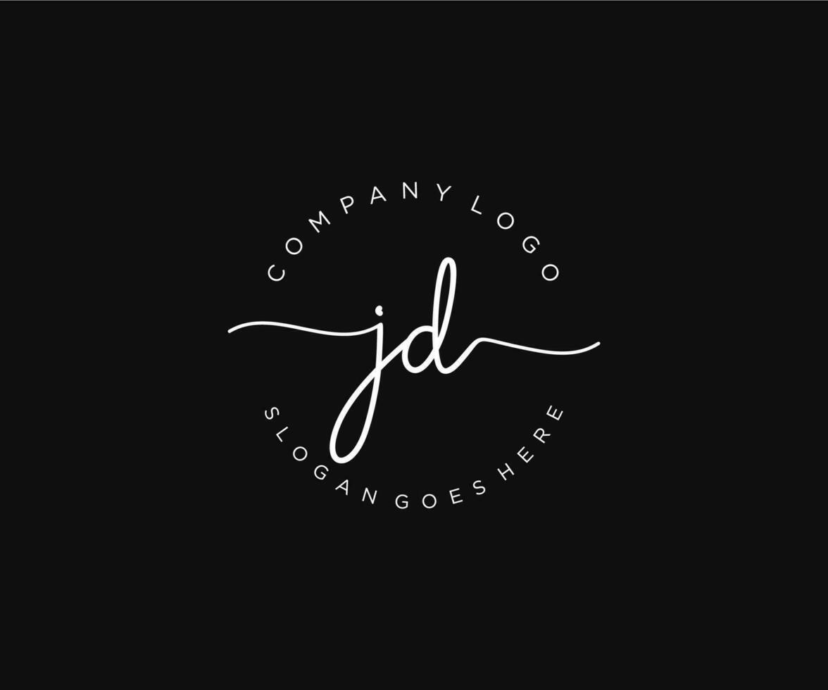 eerste jd vrouwelijk logo schoonheid monogram en elegant logo ontwerp, handschrift logo van eerste handtekening, bruiloft, mode, bloemen en botanisch met creatief sjabloon. vector