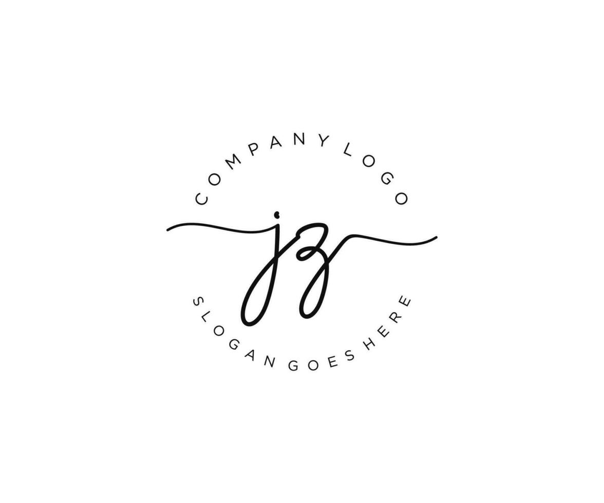 eerste jz vrouwelijk logo schoonheid monogram en elegant logo ontwerp, handschrift logo van eerste handtekening, bruiloft, mode, bloemen en botanisch met creatief sjabloon. vector