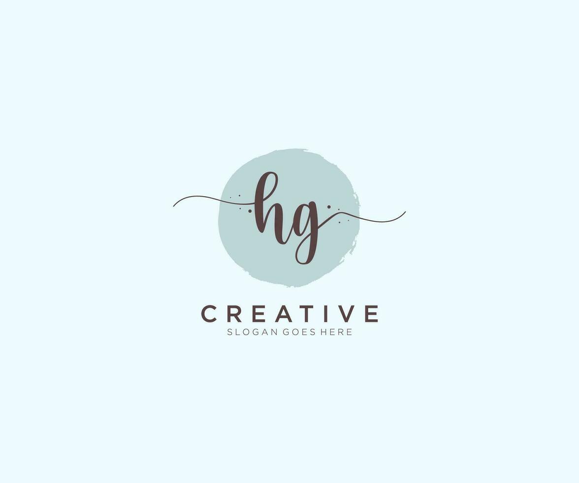 eerste hg vrouwelijk logo schoonheid monogram en elegant logo ontwerp, handschrift logo van eerste handtekening, bruiloft, mode, bloemen en botanisch met creatief sjabloon. vector