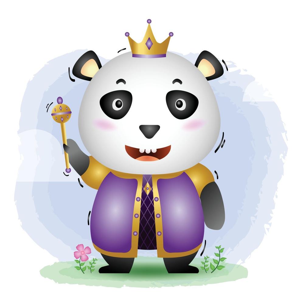 schattige koning panda vectorillustratie vector