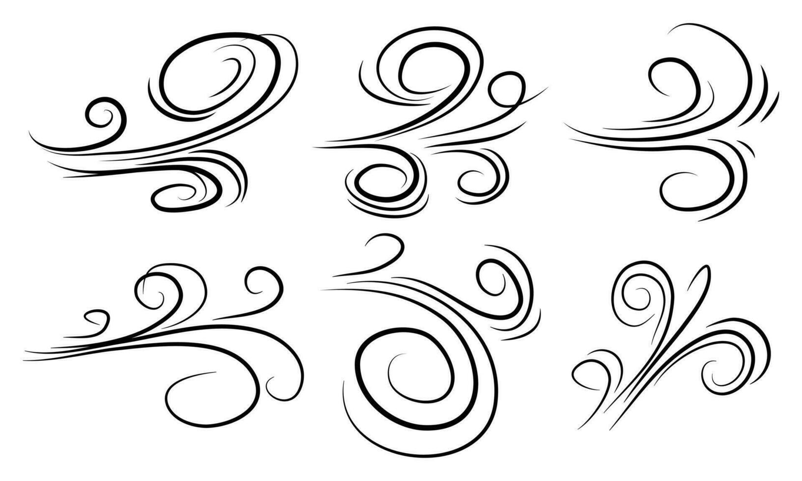 tekening wind blazen, windvlaag ontwerp geïsoleerd Aan wit achtergrond. vector hand- getrokken illustratie