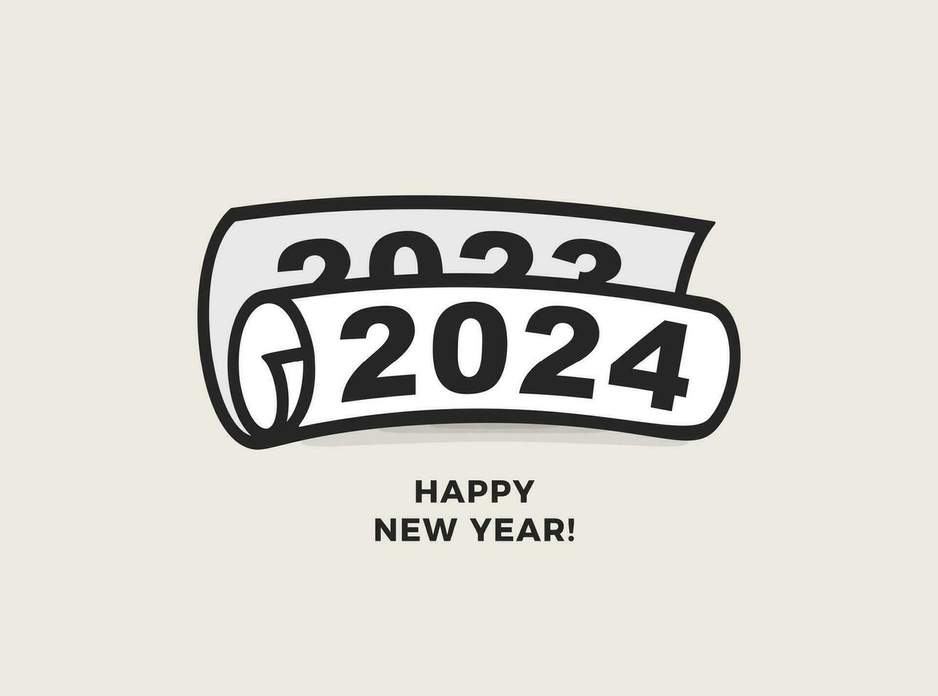 speels papier rollen met 2024 nummers, minimalistische cartoons stijl. perfect voor gelukkig nieuw jaar poster, icoon, logo, kalender. vector illustratie