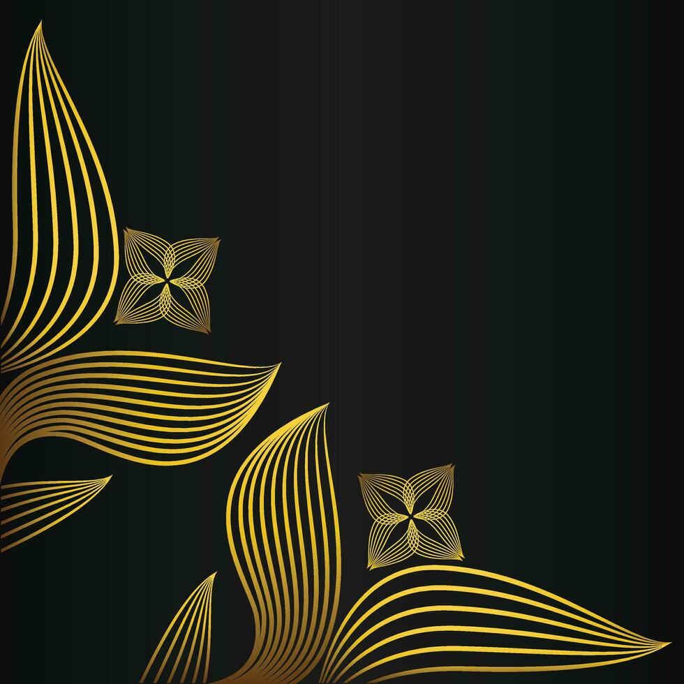 elegant goud bloemen kader grens decoratie Aan zwart achtergrond vector