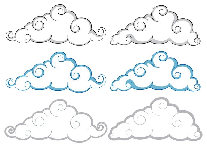 Verschillende vormen van wolken op witte achtergrond vector
