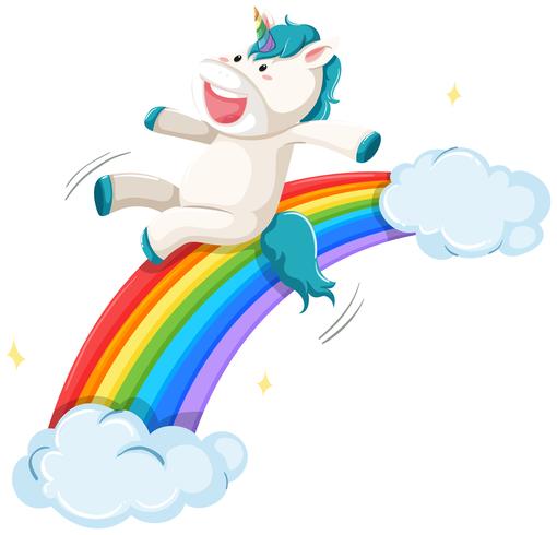 Een eenhoorn op regenboog vector