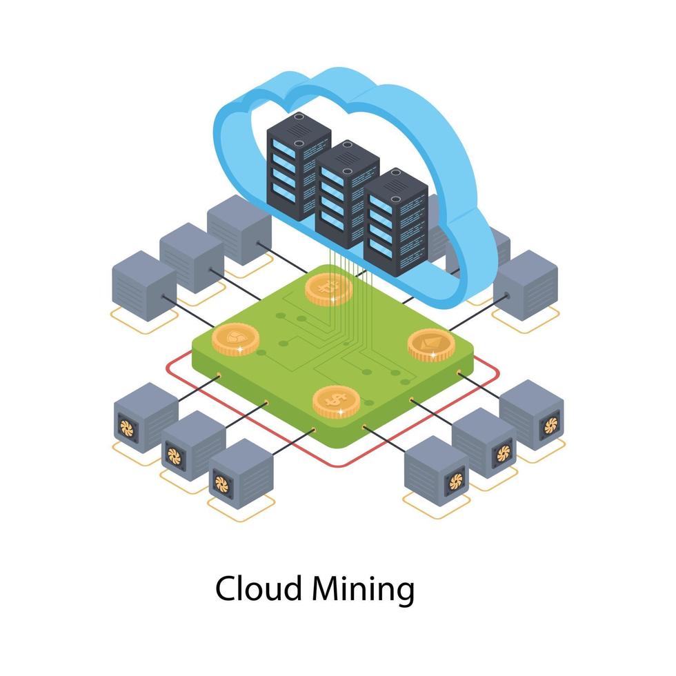 cryptocurrency cloud mining cloud vector