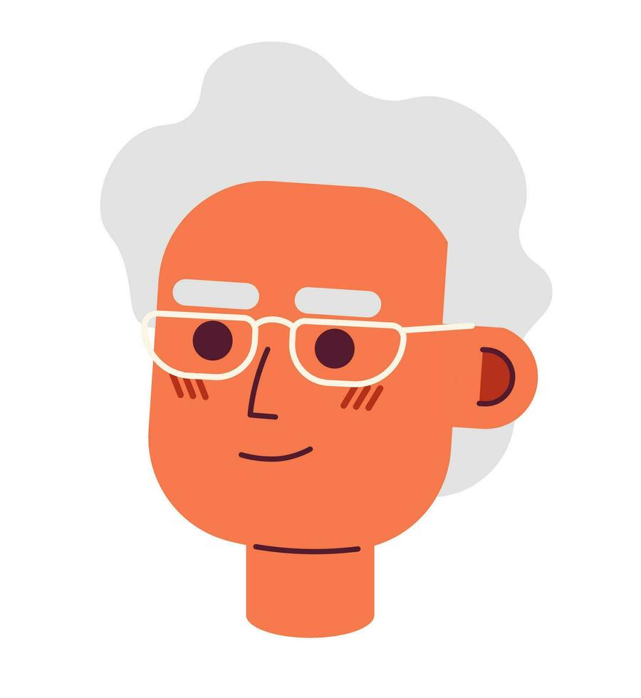 bril senior volwassen Mens 2d vector avatar illustratie. glimlachen eyewear oud Mens tekenfilm karakter gezicht. ouderling mannetje portret. middelbare leeftijd persoon vlak kleur gebruiker profiel beeld geïsoleerd Aan wit