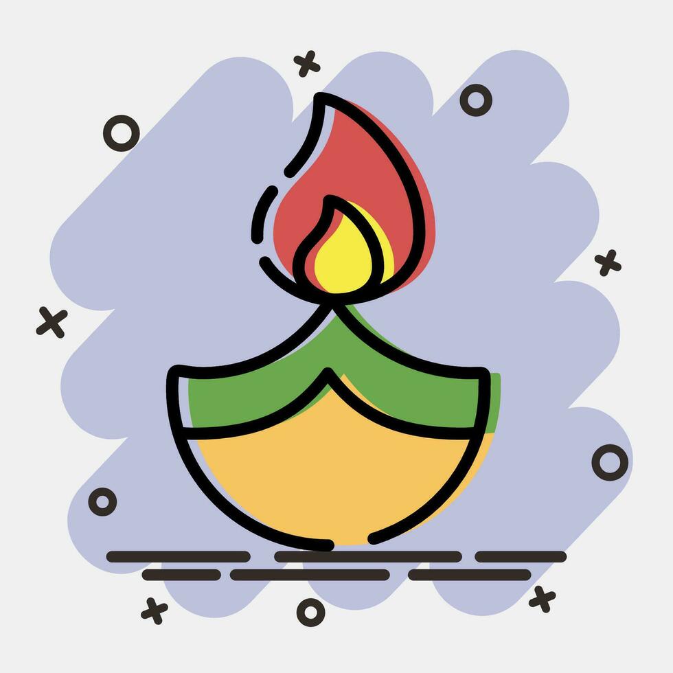 icoon brand lamp. diwali viering elementen. pictogrammen in grappig stijl. mooi zo voor afdrukken, affiches, logo, decoratie, infografieken, enz. vector