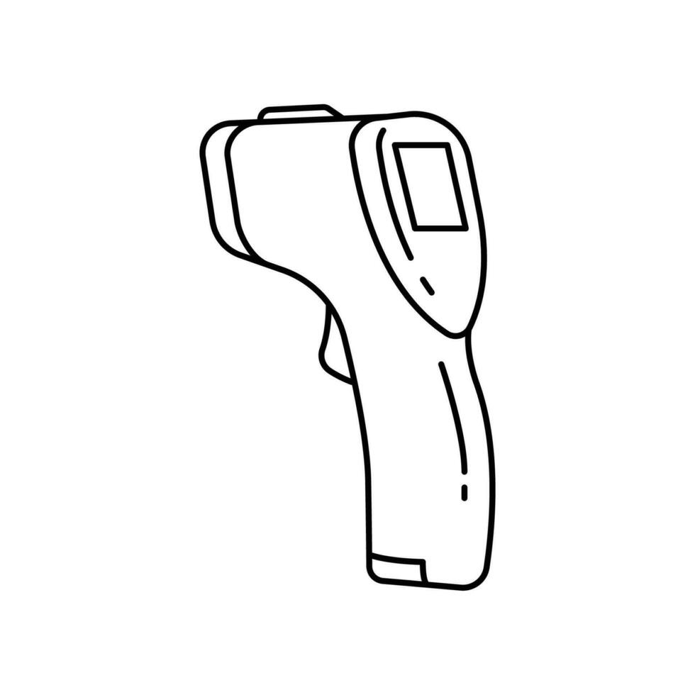 contactloos, infrarood sensor thermometer voor lichaam temperatuur controleren. laser thermometer. thermogun icoon, temperatuur, controleren, lichaam, koorts. vector illustratie. ontwerp Aan wit achtergrond. eps10