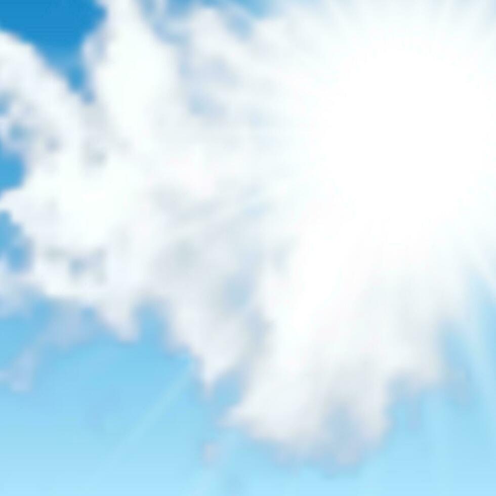 natuurlijk achtergrond met wolken en zon Aan blauw lucht. realistisch wolk Aan blauw achtergrond. vector illustratie