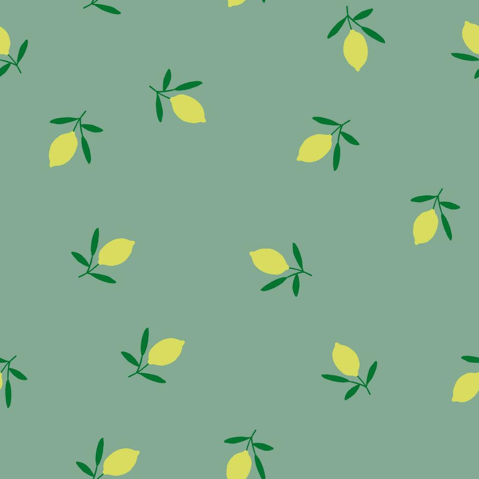 vector naadloos patroon met citroenen Aan olijf- groen achtergrond. sappig fruit patroon.