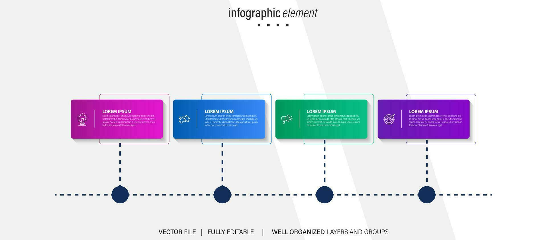 infographic bedrijf presentatie 4 opties naar doel. infographic pijlen. strategie, marketing, rapport. vector illustratie.