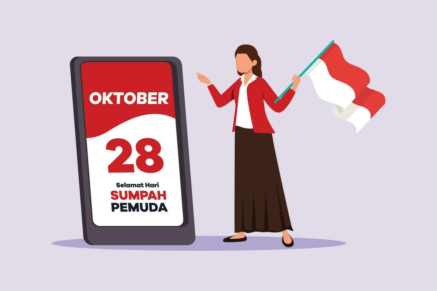 selamat hari sumpah pemuda. vertaling gelukkig Indonesisch jeugd belofte. gekleurde vlak vector illustratie geïsoleerd.